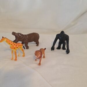 Animal Figurine Set - Brown, Black, Yellow